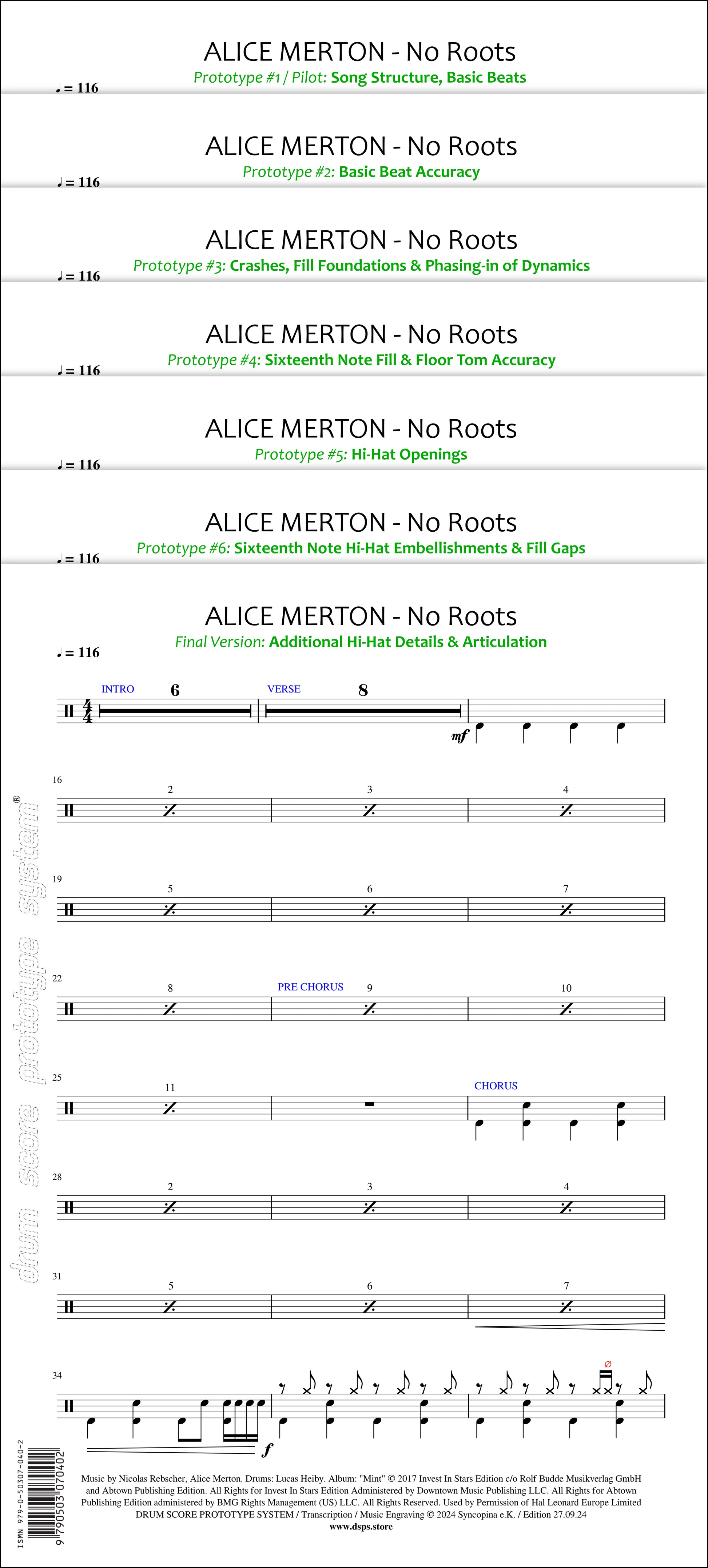 ALICE MERTON – No Roots | Drum Sheet Music – Drum Score Prototype ...