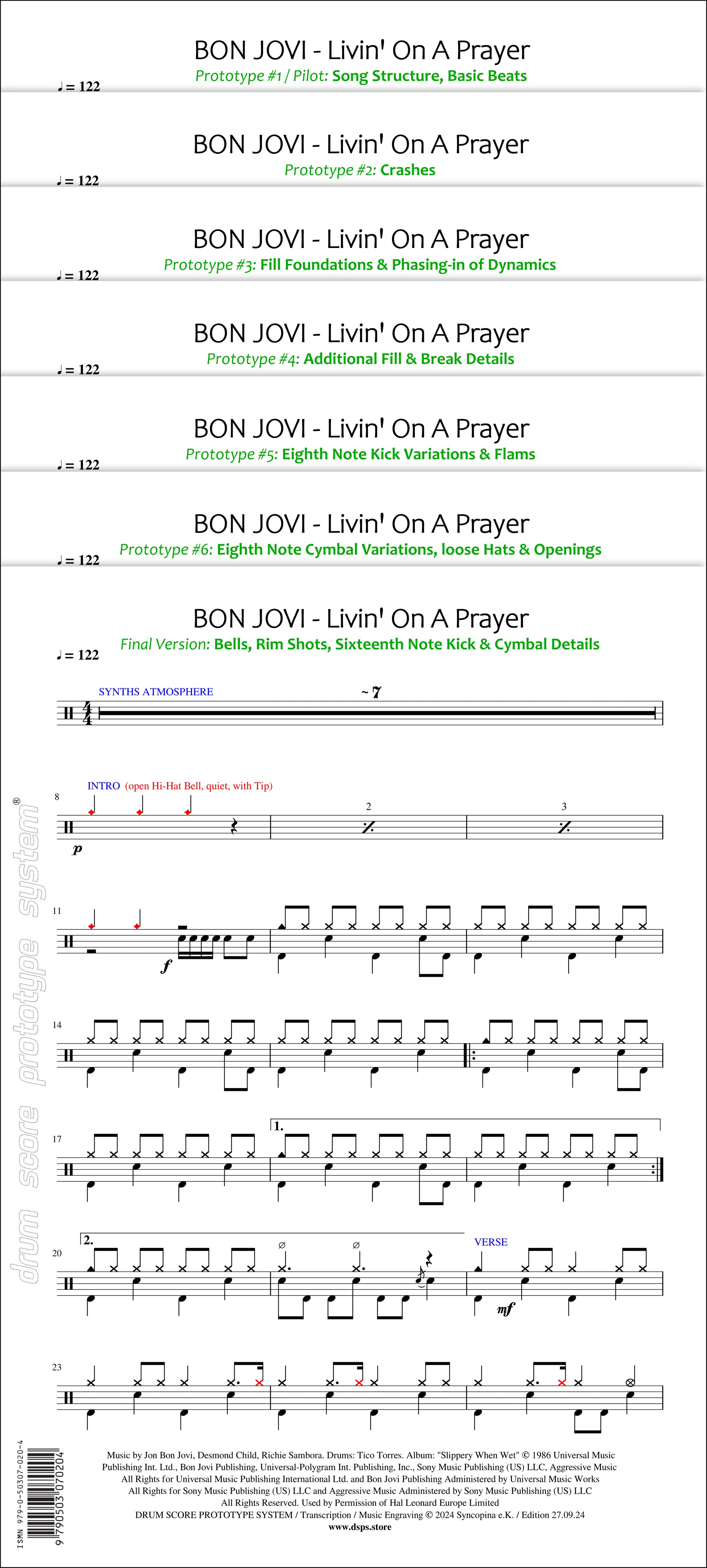 BON JOVI – Livin' On A Prayer | Schlagzeugnoten – Drum Score Prototype ...