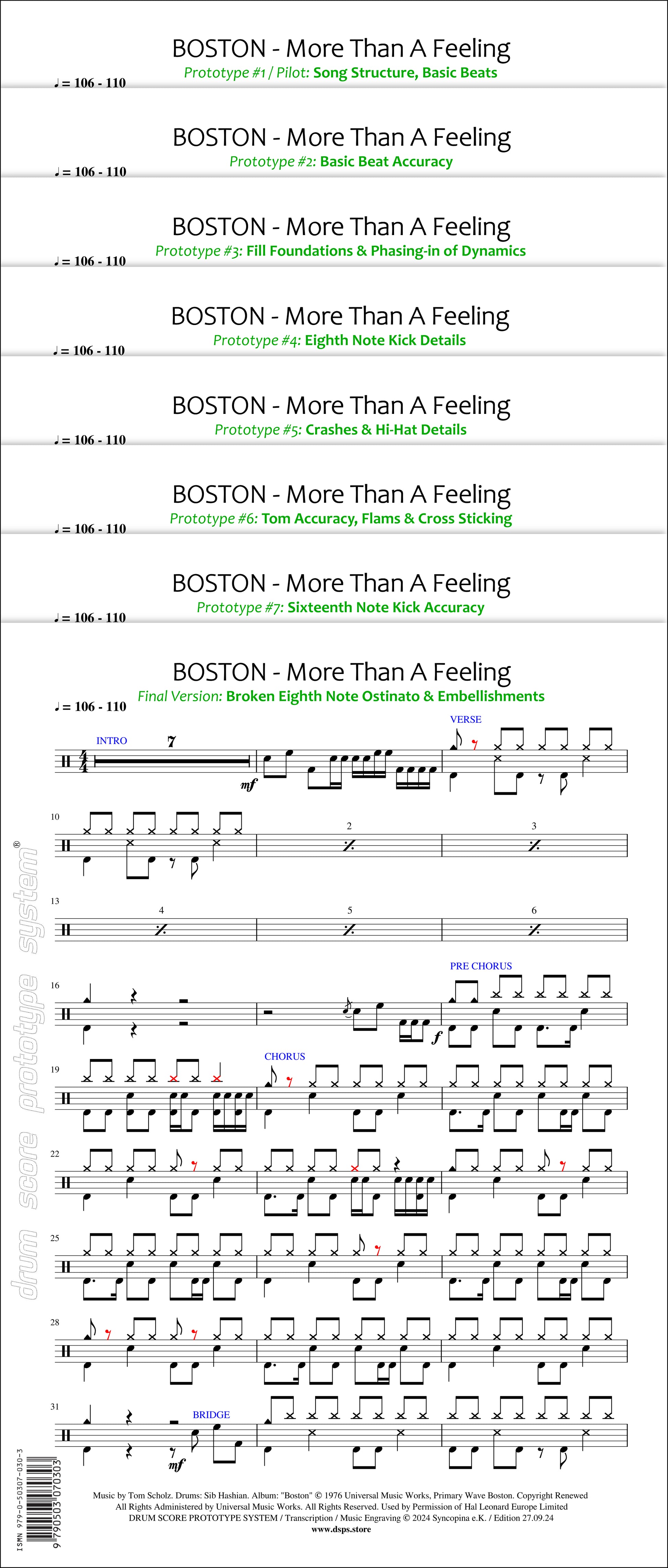 BOSTON – More Than A Feeling | Schlagzeugnoten – Drum Score Prototype ...